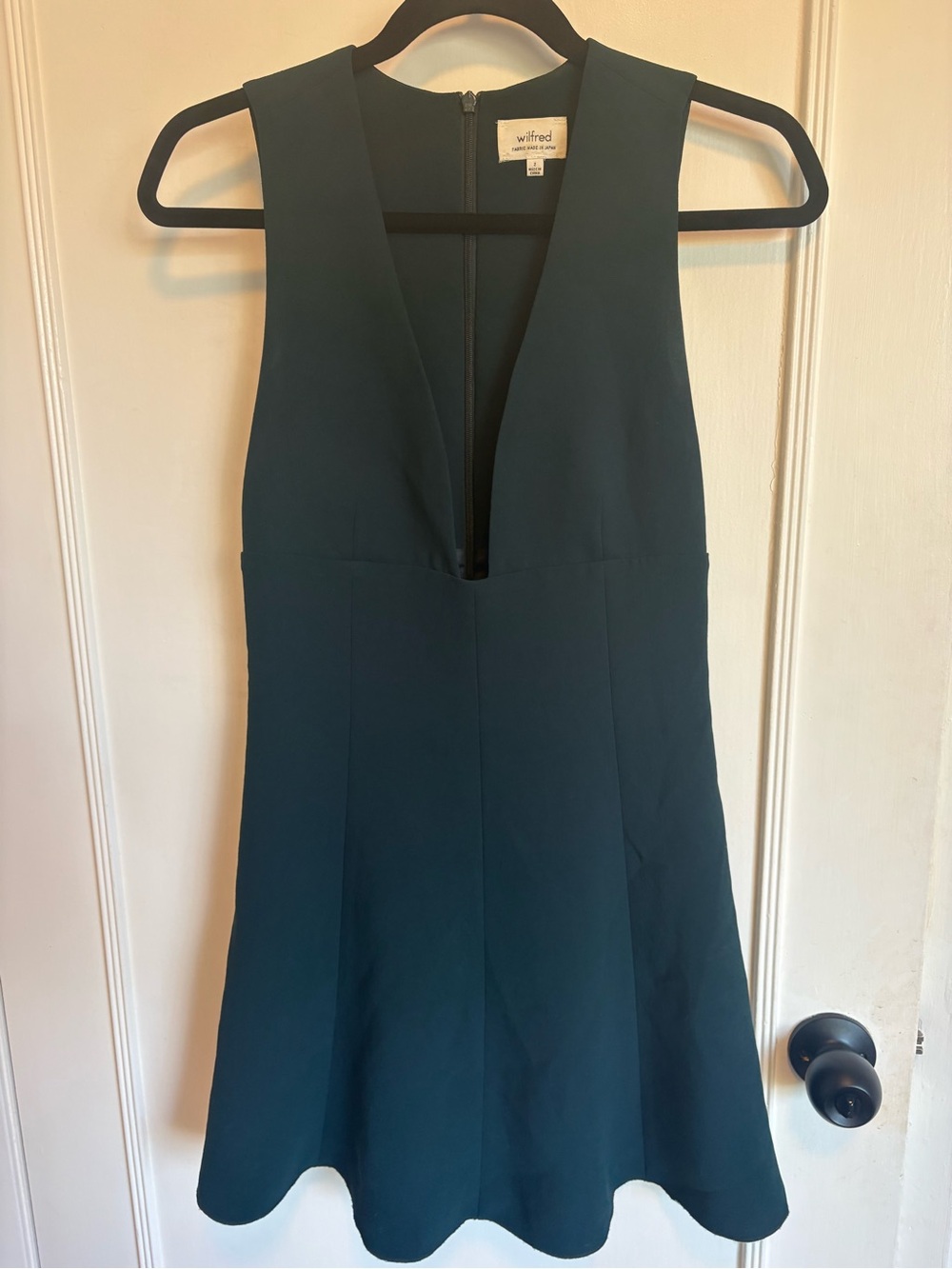 Wilfred Teal Deep V-Neck Mini Dress